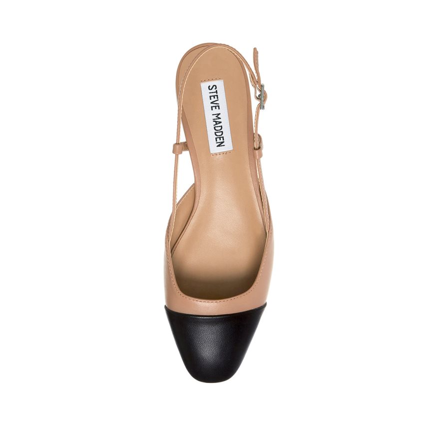 Beige / Black Steve Madden Belinda Leather Women's Mules | PH 5890YPV